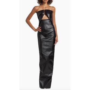 $1365 RICK OWENS Abito Prong Dress Long Gown Black Cut Out Porterville Strapless